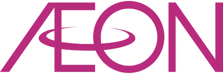 AEON company logo in dark pink stylized capital letters.