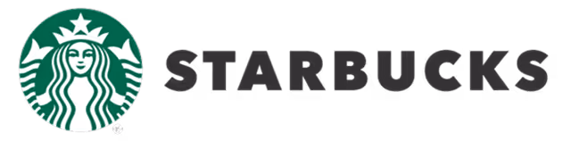 Starbucks logo with a green mermaid siren beside the word STARBUCKS in black letters.