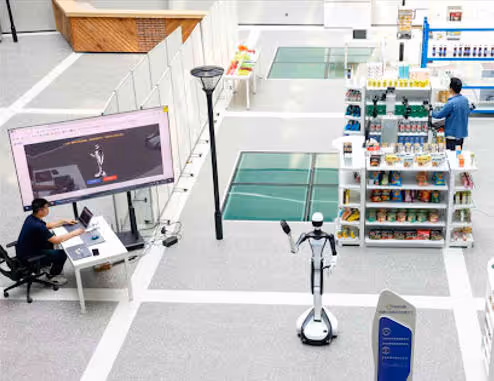 a robot in a test scene